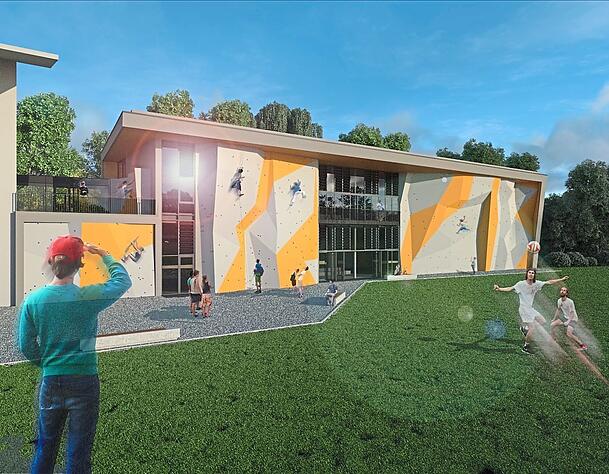 Die neue Boulderhalle von Süden aus gesehen. Die neue Boulderhalle von Süden aus gesehen.