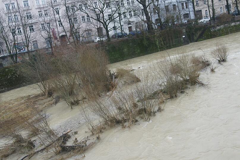 Dauerregen sorgt für Hochwasser an der Isar: In München wurde mit Hochwasserwarnstufe 1 gerechnet. Die Bilder.