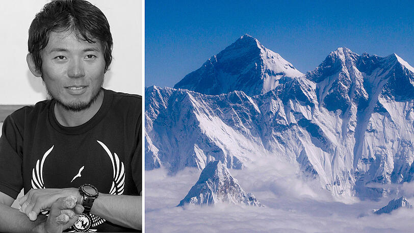 Nobukazu Kuriki bei einer Pressekonferenz 2015, bereits bei einem vorigen Versuch, den Mount Everest zu besteigen, verlor er neun Fingerkuppen. Nun verlor er sein Leben.