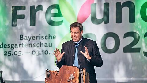 Ministerpräsident Markus Söder spricht bei der Eröffnung der Landesgartenschau.