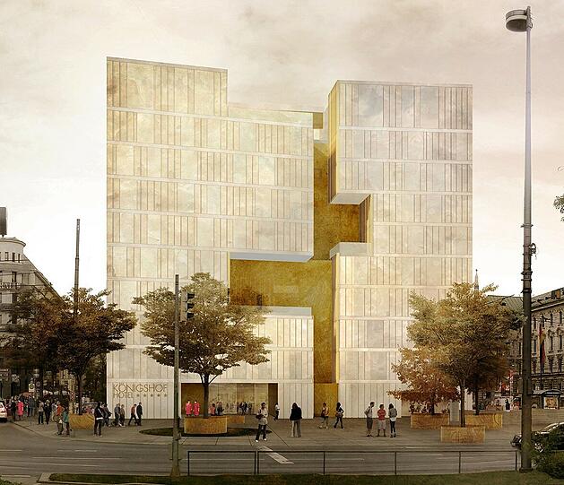 Der Sieger: So planen die Architekten von Nieto Sobejano aus Madrid den neuen Königshof. Die Lücke in der Fassade soll den Charakter ausmachen.