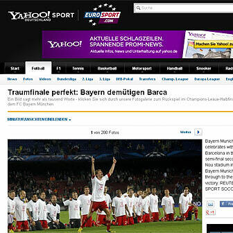 "Eurosport" schreibt: "Traumfinale perfekt: Bayern demütigen Barca"