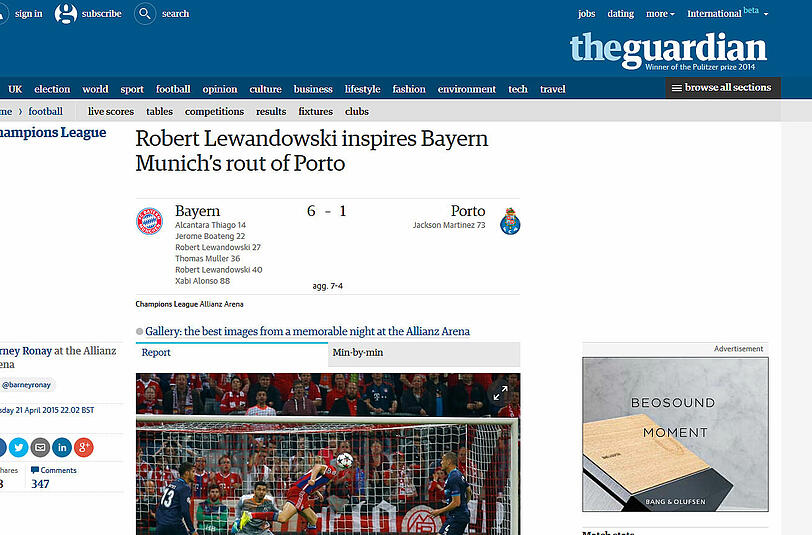 "Lewandowski beflügelt die Vernichtung von Porto"