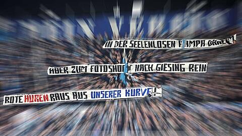 Erschreckende Aktion der Löwen-Fans: Erwartbare Kritik in Richtung des FC Bayern, allerdings mit übelster Wortwahl.