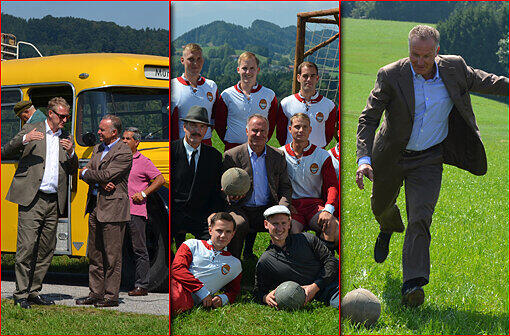 Trat sogar selbst ein paar historische Bälle: Karl-Heinz Rummenigge beim Landauer-Dreh in Samerberg &ndash; Die Bilder.