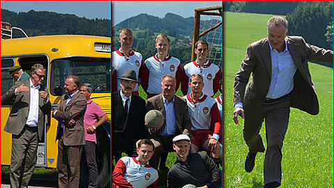 Trat sogar selbst ein paar historische Bälle: Karl-Heinz Rummenigge beim Landauer-Dreh in Samerberg &ndash; Die Bilder.