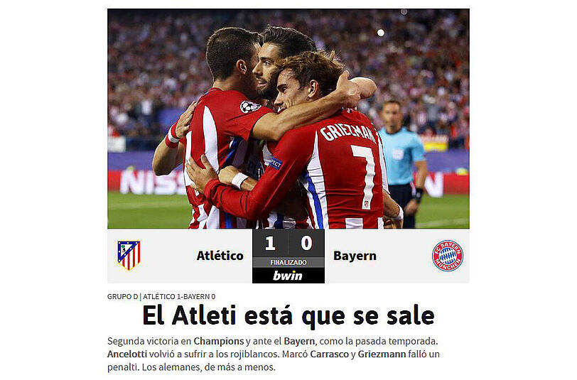 Die spanische "AS" schreibt: "Atletico kommt aus sich heraus."