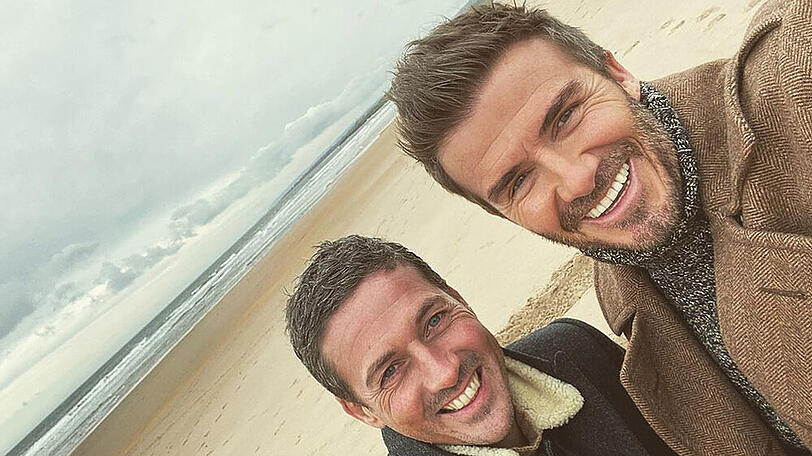 Dave Gardner (l.) und David Beckham schicken Grüße aus Schottland