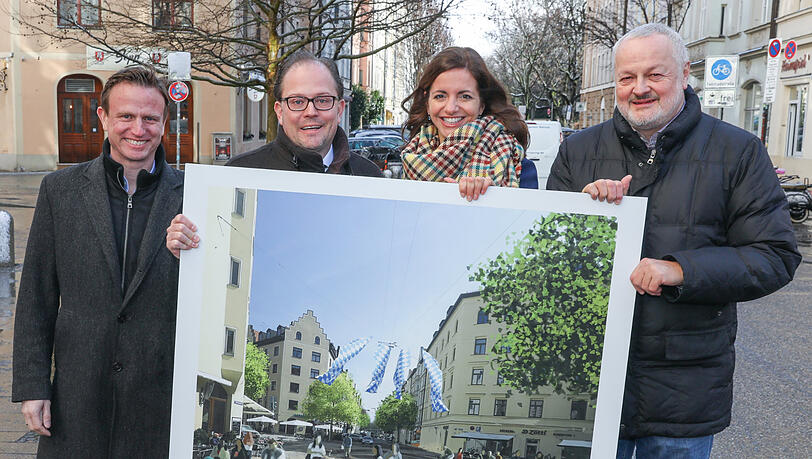 Hans Theiss, Manuel Pretzl, Kristina Frank und CSU-Bezirksausschussmitglied Rudolf Cermak (v. l.) stellen die Pläne vor. Hans Theiss, Manuel Pretzl, Kristina Frank und CSU-Bezirksausschussmitglied Rudolf Cermak (v. l.) stellen die Pläne vor.