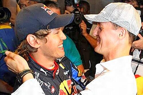Zwei Weltmeister, die Gerd Noack entdeckt hat: Sebastian Vettel (l.) und Michael Schumacher.