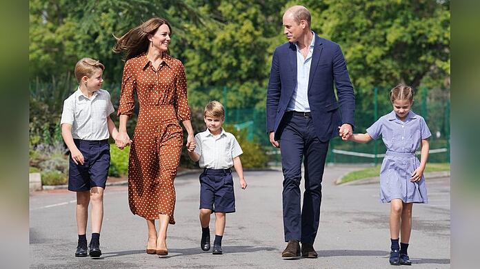 Stolze Eltern: Herzogin Kate und Prinz William nehmen ihre Kinder am ersten Schultag an die Hand.