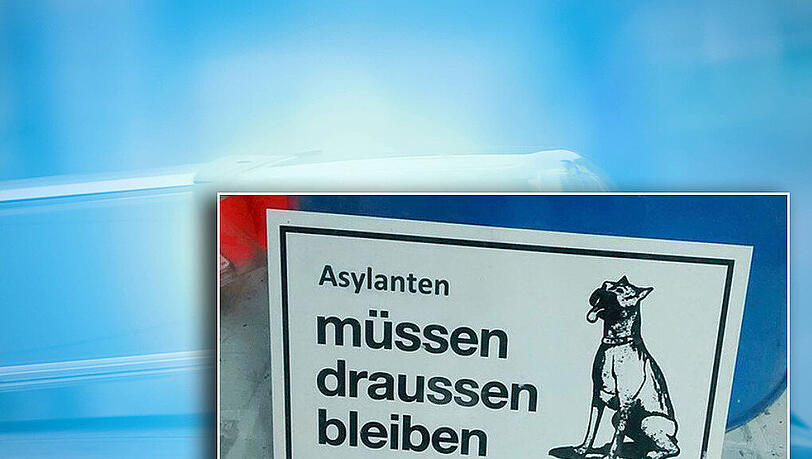 Um dieses Schild geht es: "Asylanten müssen draußen bleiben". Um dieses Schild geht es: "Asylanten müssen draußen bleiben".