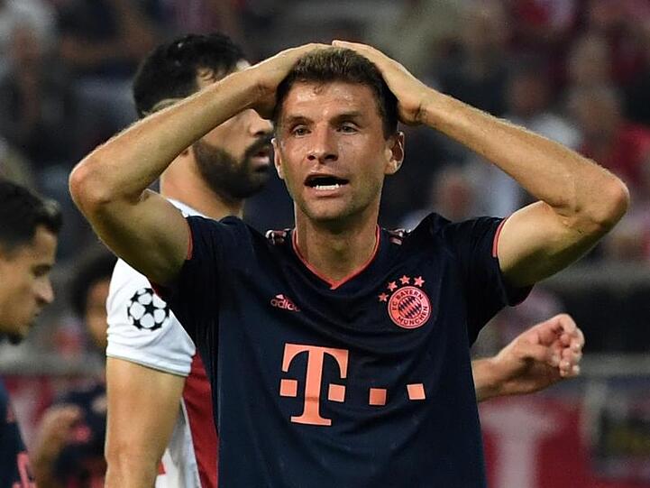 Thomas Müller beim Spiel gegen Olympiakos Piräus. Foto: Sven Hoppe/dpa/Archivbild