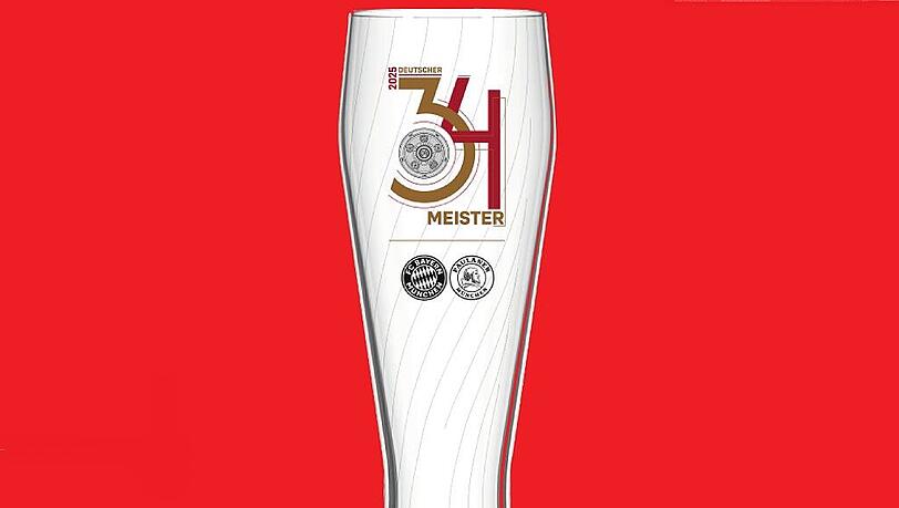 3-Liter-Weißbierglas der brandneuen Edition zur 34. Meisterschaft des FC Bayern. 3-Liter-Weißbierglas der brandneuen Edition zur 34. Meisterschaft des FC Bayern.