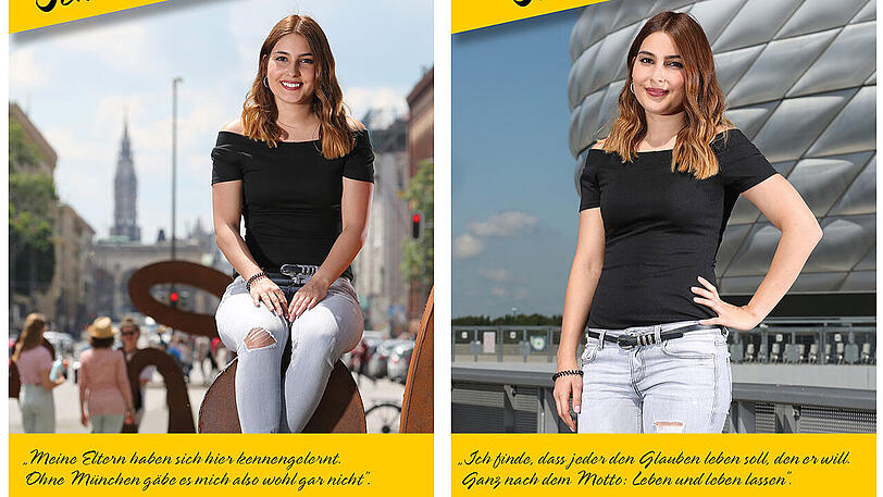 &bdquo;Meine Eltern haben sich hier kennengelernt&ldquo;: das Doppelmotiv von Esra aus der städtischen Kampagne.