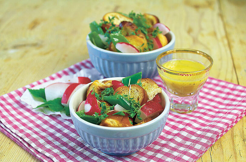 Brezensalat: Ein Rezept aus dem Buch "Bayerisch Veggie".