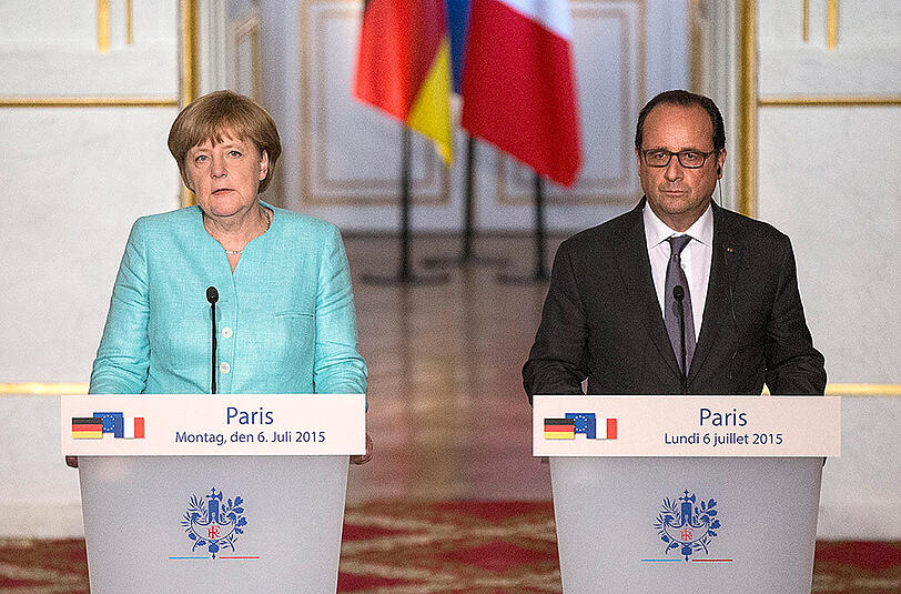 Die deutsche Kanzlerin Angela Merkel und der französische Präsident Francois Hollande am 06.07. in Paris.