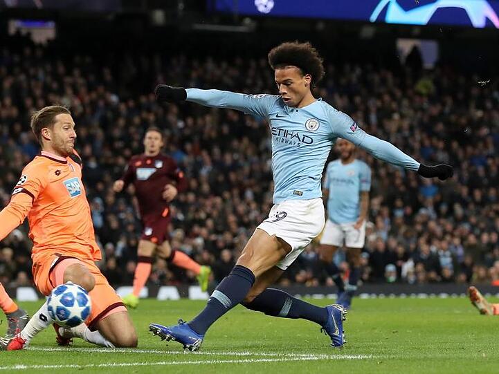 Man-Citys Flügelstürmer Leroy Sane (r) avancierte gegen 1899 Hoffenheim zum Matchwinner.