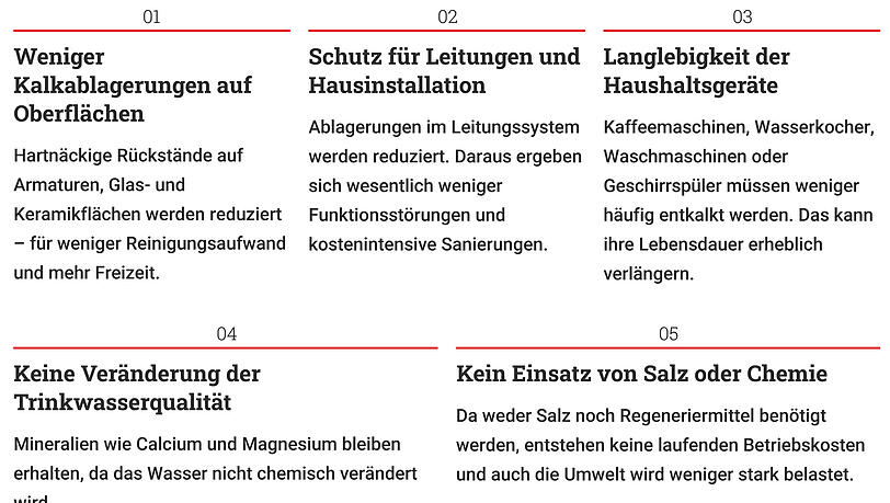 Grafik: Die Vorteile einer Wasserenthärtung Grafik: Die Vorteile einer Wasserenthärtung