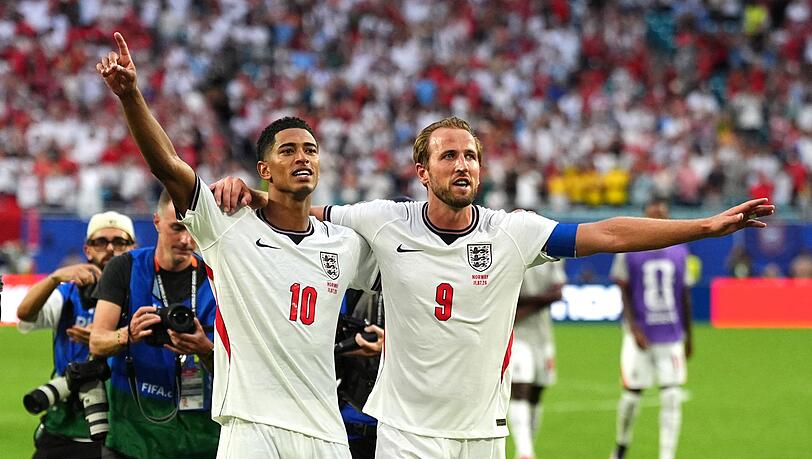 Zwölf Tore für England: Erfolgsduo Bellingham und Kane. Zwölf Tore für England: Erfolgsduo Bellingham und Kane.