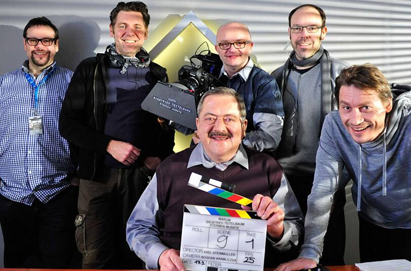 Produzent und Directory of Photography Bogdan Kramliczek, Produzent und Technische Leitung Harald Krämer. Vorne von links: "Dante" Joseph Hannesschläger und Hauptdarsteller Maik van Epple.