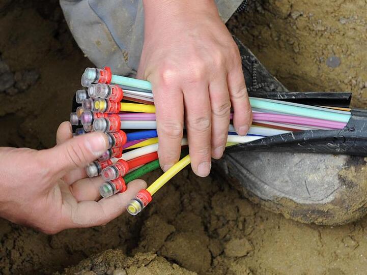 Glasfaser-Kabel mit farbigen Einzelsträngen: Die Konkurrenz fürchtet, dass die Telekom zu wenig in den Glasfaserausbau investiert.