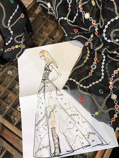 Erste Skizze: So stellt sich Kreativkopf Christian Beck das Kleid vor.