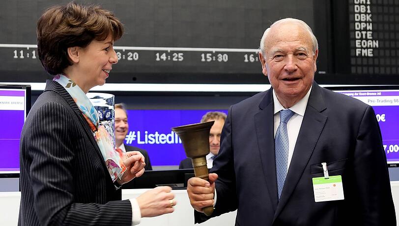 Der verstorbene Heinz Hermann Thiele, Eigentümer der Knorr-Bremse AG, beim Börsengang in Frankfurt 2018.