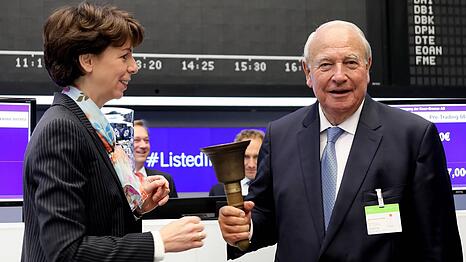 Der verstorbene Heinz Hermann Thiele, Eigentümer der Knorr-Bremse AG, beim Börsengang in Frankfurt 2018.