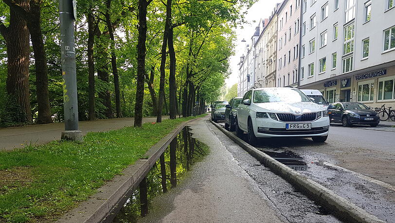Der marode Radlweg in der Au. Der marode Radlweg in der Au.