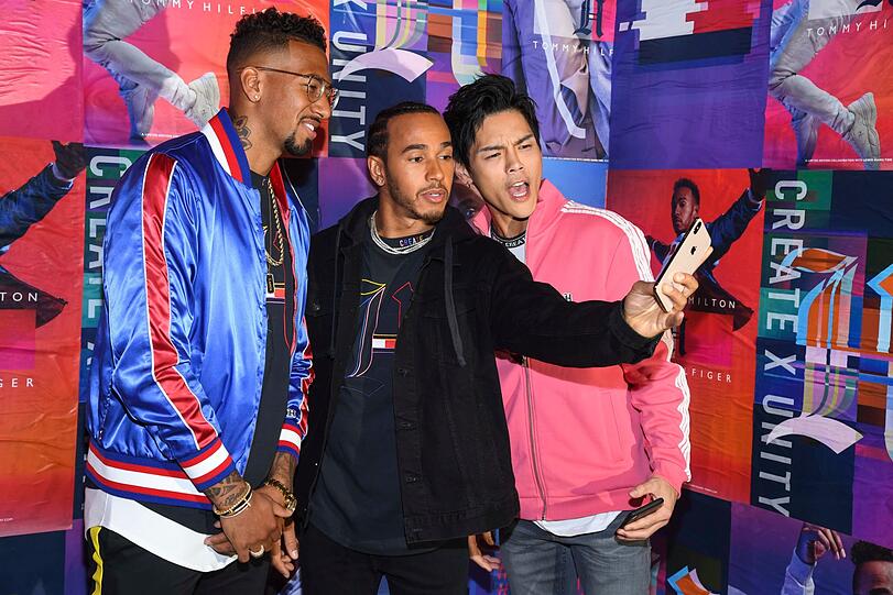 Jérôme Boateng, Lewis Hamilton und Jacky Heung