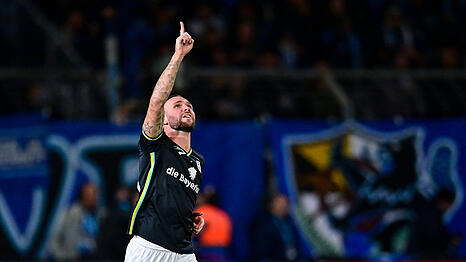 Ein Ritual bei Patrick Hobsch: Nach jedem Tor zeigt der St&uuml;rmer des TSV 1860 in den Himmel.