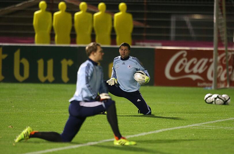 Am Dienstagabend war die DFB-Elf zu Gast beim FC Bayern. Die Bilder vom Training an der Säbenerstraße.