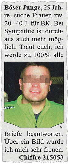 Böser Junge sucht Liebe - Kontaktanzeigen aus dem Knast.