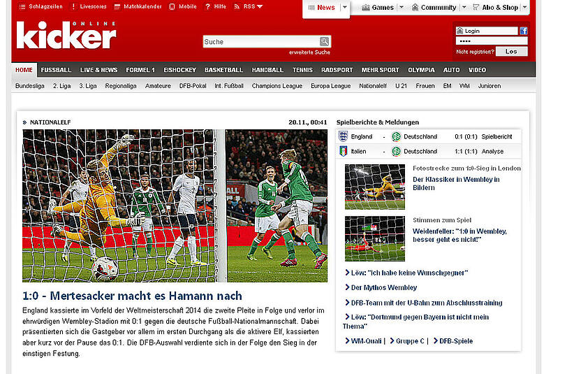 Für den kicker ist Mertesacker der "neue" Hamann. Sein goldenes Tor reicht zum 1:0 Sieg in Wembley.