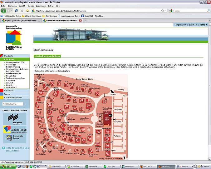 Ein Screenshot: So sieht der Online-Lageplan der Musterhäuser aus.