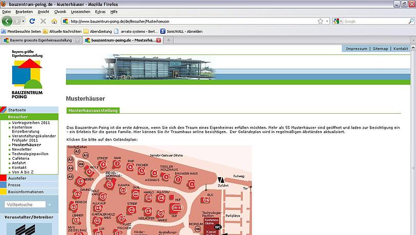 Ein Screenshot: So sieht der Online-Lageplan der Musterhäuser aus. Ein Screenshot: So sieht der Online-Lageplan der Musterhäuser aus.