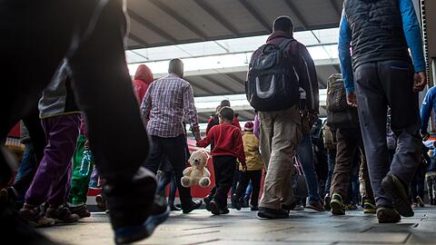 Flüchtlinge bei ihrer Ankunft in München.