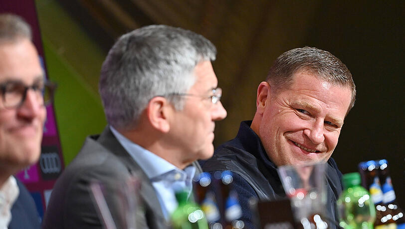 Die Führungsriege des FC Bayern um Sportvorstand Max Eberl, Präsident Herbert Hainer und Vorstandsboss Jan-Christian Dreesen (v.l.).