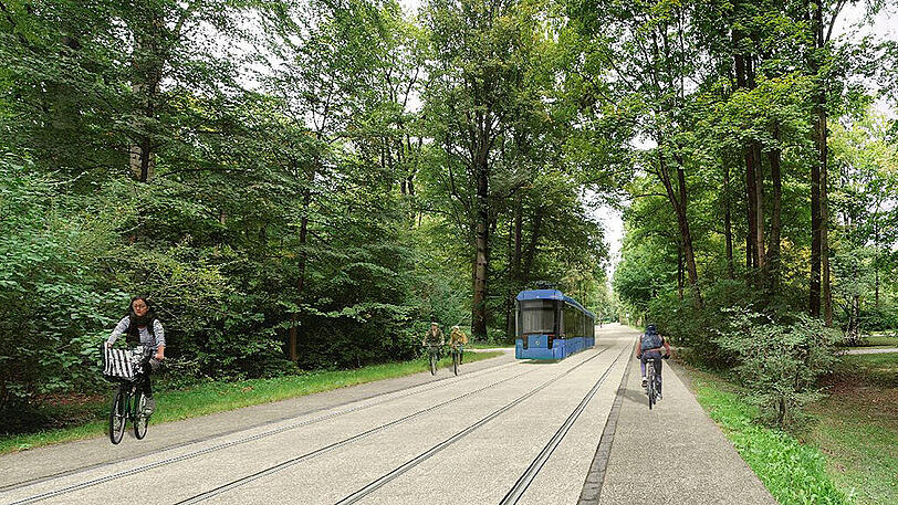 So könnte die Tram durch den Englischen Garten aussehen.