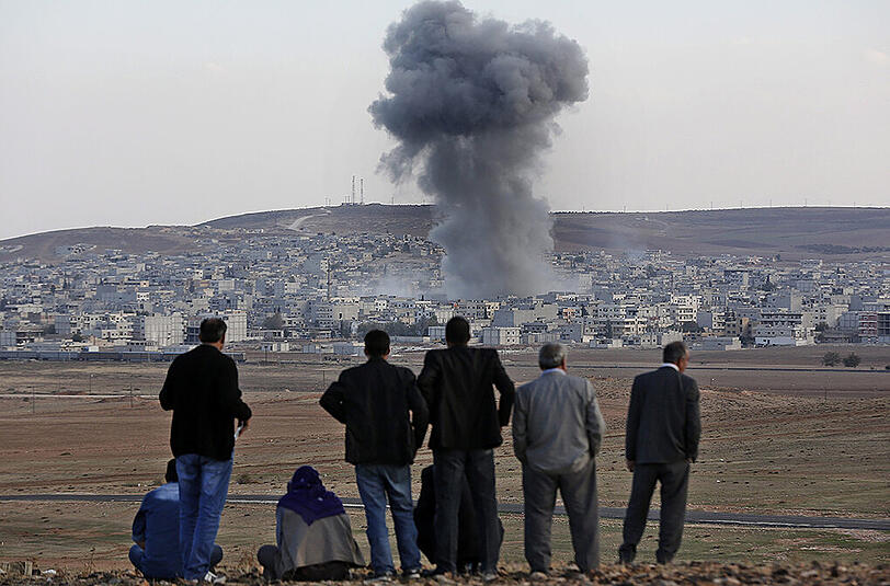 Eine heftige Explosion in Kobane.
