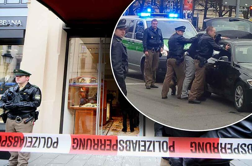 Nach dem brutalen Überfall auf den Juwelier in der Maximilianstraße stehen Alter und Identität der Festgenommenen fest. Die Fotos im Rückblick.