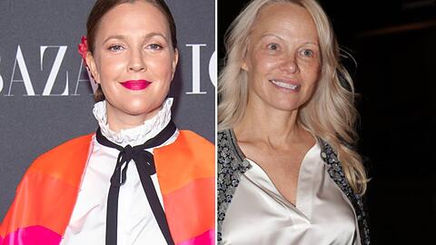 Pamela Anderson (r.) will keine Maske mehr tragen, Drew Barrymore tut es für einen Abend gleich.