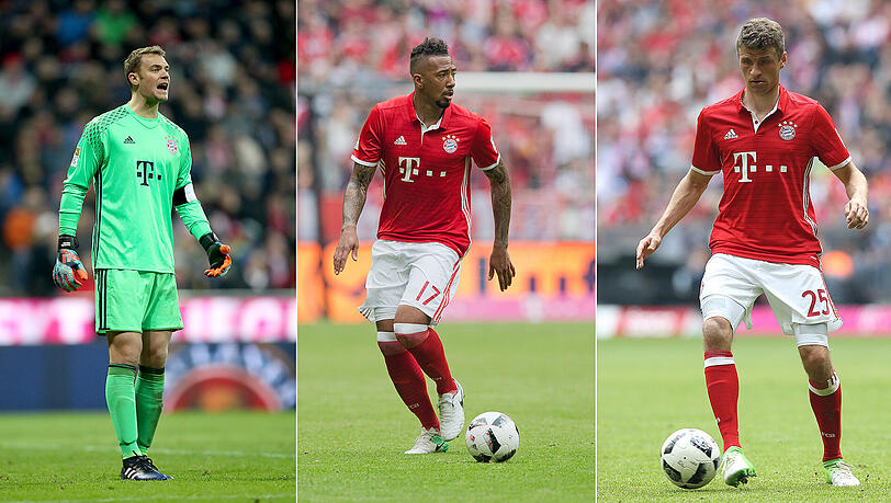 Manuel Neuer soll gegen Real Madrid wieder fit sein, Jérôme Boateng ist einer von drei Topverteidigern, Thomas Müller ist am Sprunggelenk verletzt (von links). Manuel Neuer soll gegen Real Madrid wieder fit sein, Jérôme Boateng ist einer von drei Topverteidigern, Thomas Müller ist am Sprunggelenk verletzt (von links).