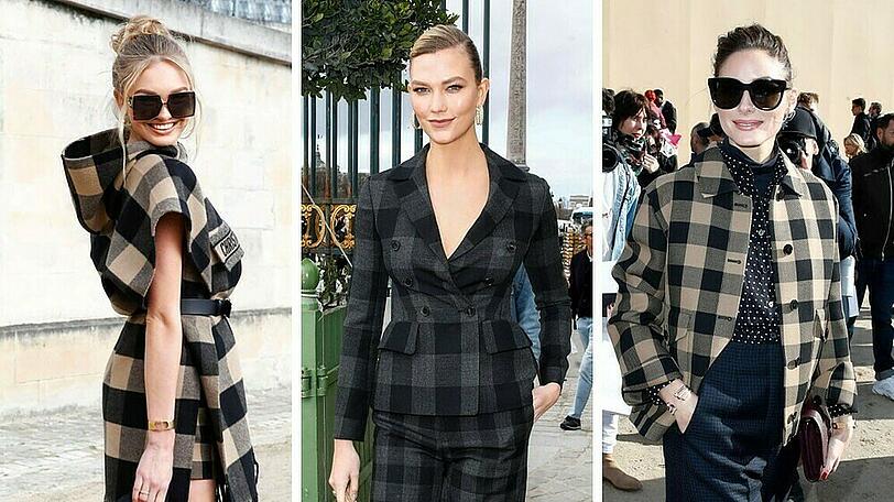 Die Models Romee Strijd (v.l.), Karlie Kloss und Olivia Palermo begrüßen den Frühling in Paris eher dezent.