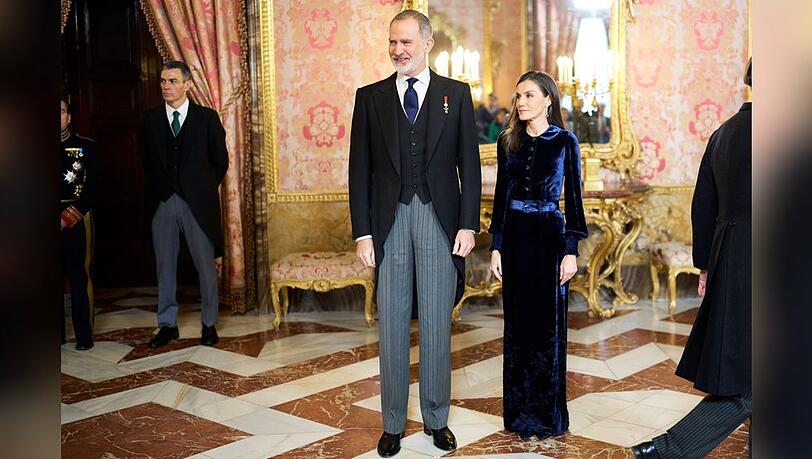 K&ouml;nig Felipe VI. und K&ouml;nigin Letizia beim Neujahrsempfang des diplomatischen Korps.