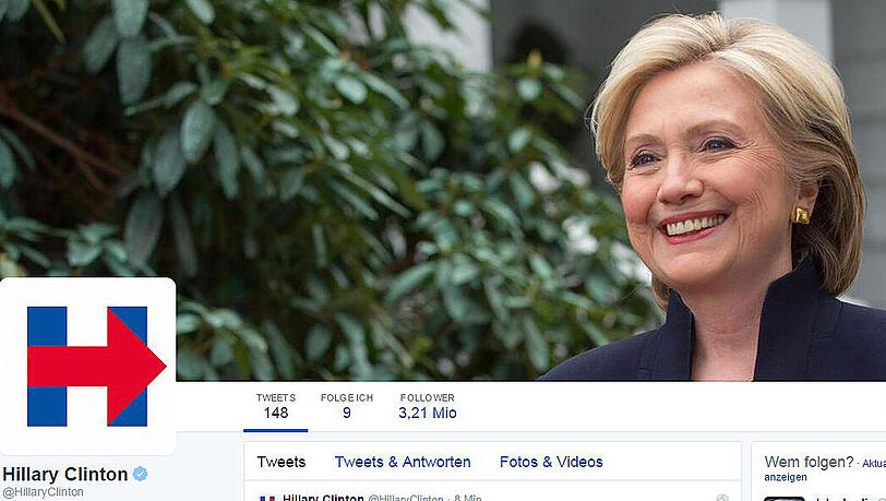 Der Sreenshot der Twitter-Seite von Hillary Clinton vom 12.04.2015 zeigt das Porträt der Politikerin mit dem Zitat «I'm running for president...» (Ich bewerbe mich um die Präsidentschaft). Der Sreenshot der Twitter-Seite von Hillary Clinton vom 12.04.2015 zeigt das Porträt der Politikerin mit dem Zitat «I'm running for president...» (Ich bewerbe mich um die Präsidentschaft).