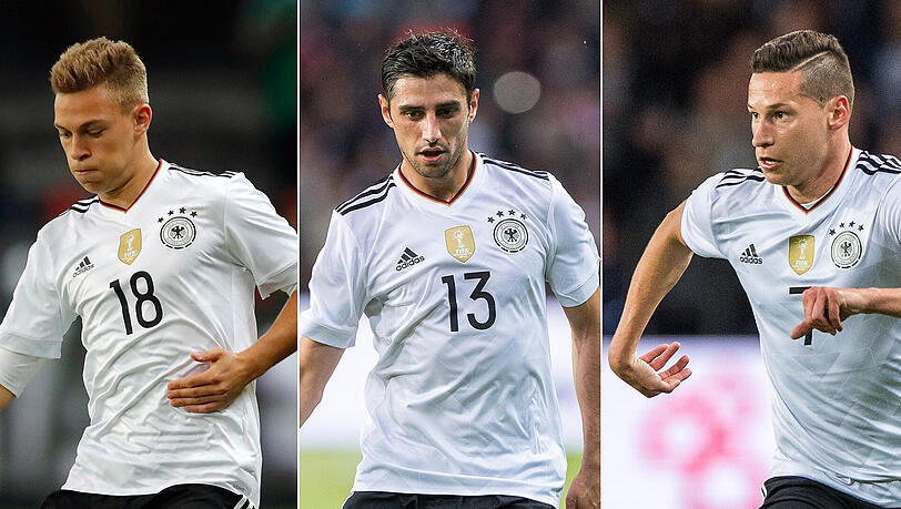 Spitzentrio der deutschen Nationalmannschaft: Joshua Kimmich, Lars Stindl und Julian Draxler (von links). Spitzentrio der deutschen Nationalmannschaft: Joshua Kimmich, Lars Stindl und Julian Draxler (von links).