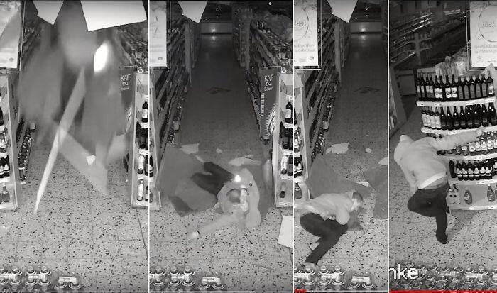 Kommt ein Einbrecher geflogen: Die Bilder aus der Überwachungskamera dokumentieren den missglückten Einbruchsversuch.