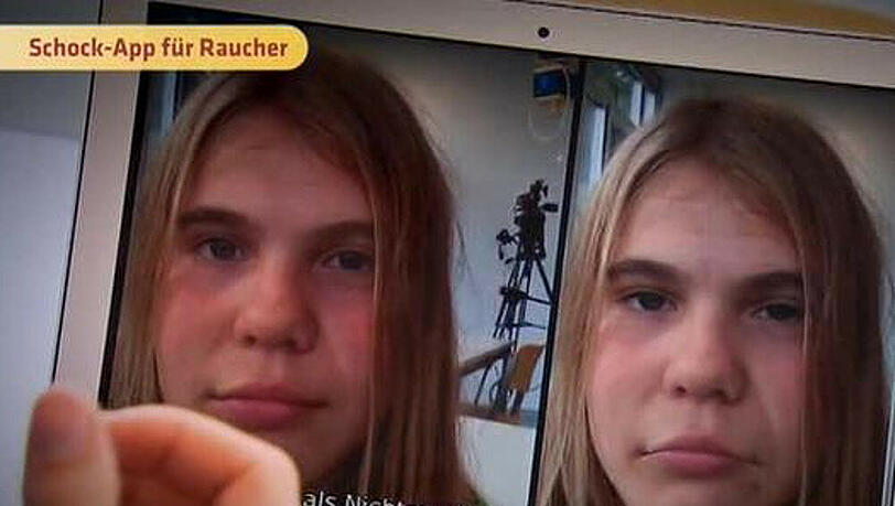 Eine Schock-App soll Jugendlichen zeigen, wie Raucher nach 15 Jahren Zigarettenkonsum aussehen Eine Schock-App soll Jugendlichen zeigen, wie Raucher nach 15 Jahren Zigarettenkonsum aussehen